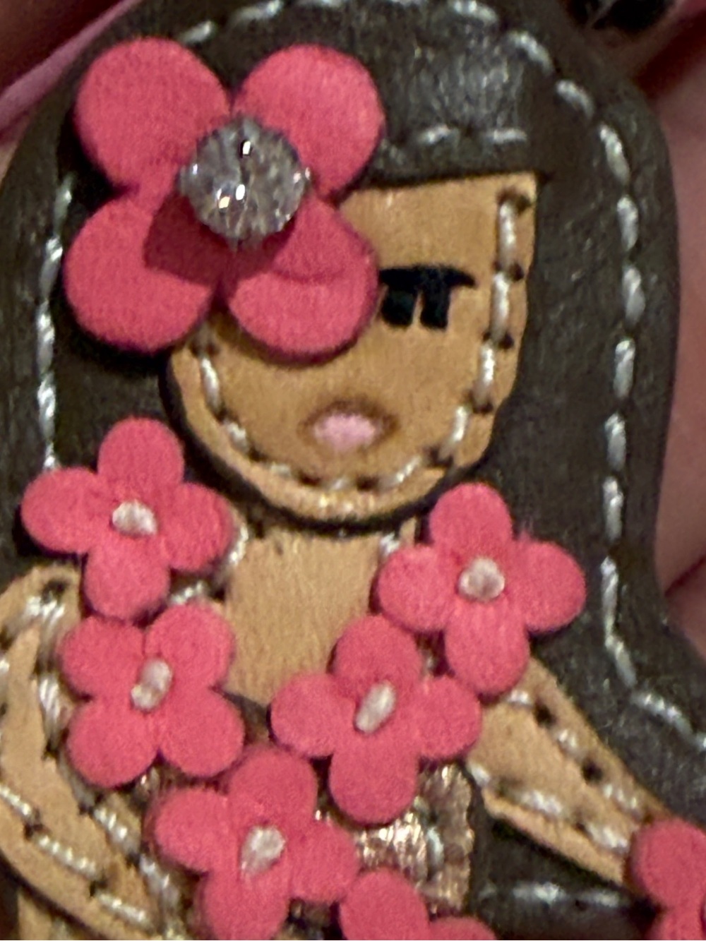Vintage Coach Leather Hula Girl Keychain - Pink & Lim… - Gem
